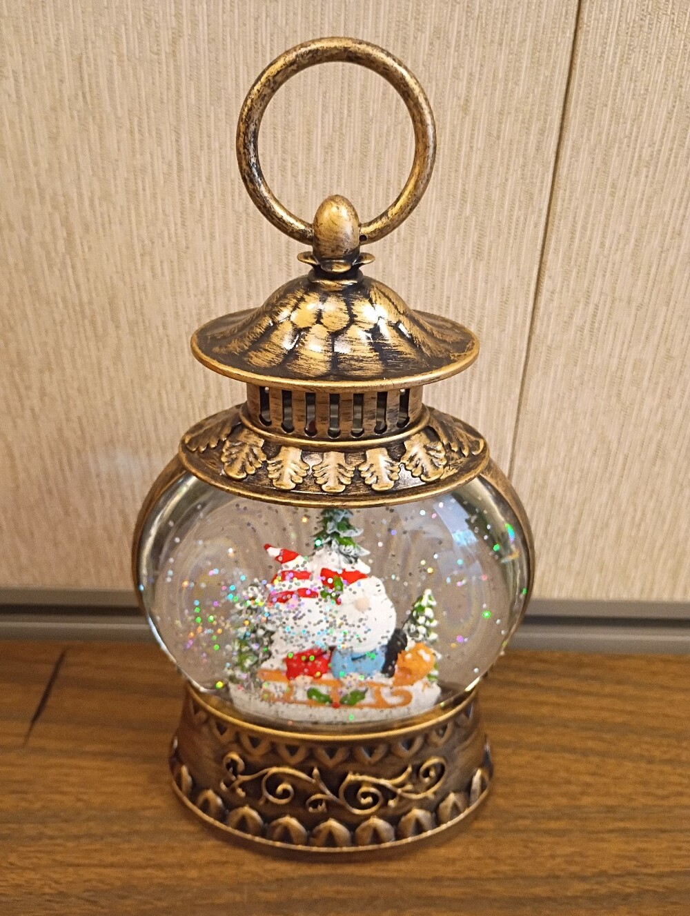 Gnome Christmas Snow Globe lights up And Plays Music